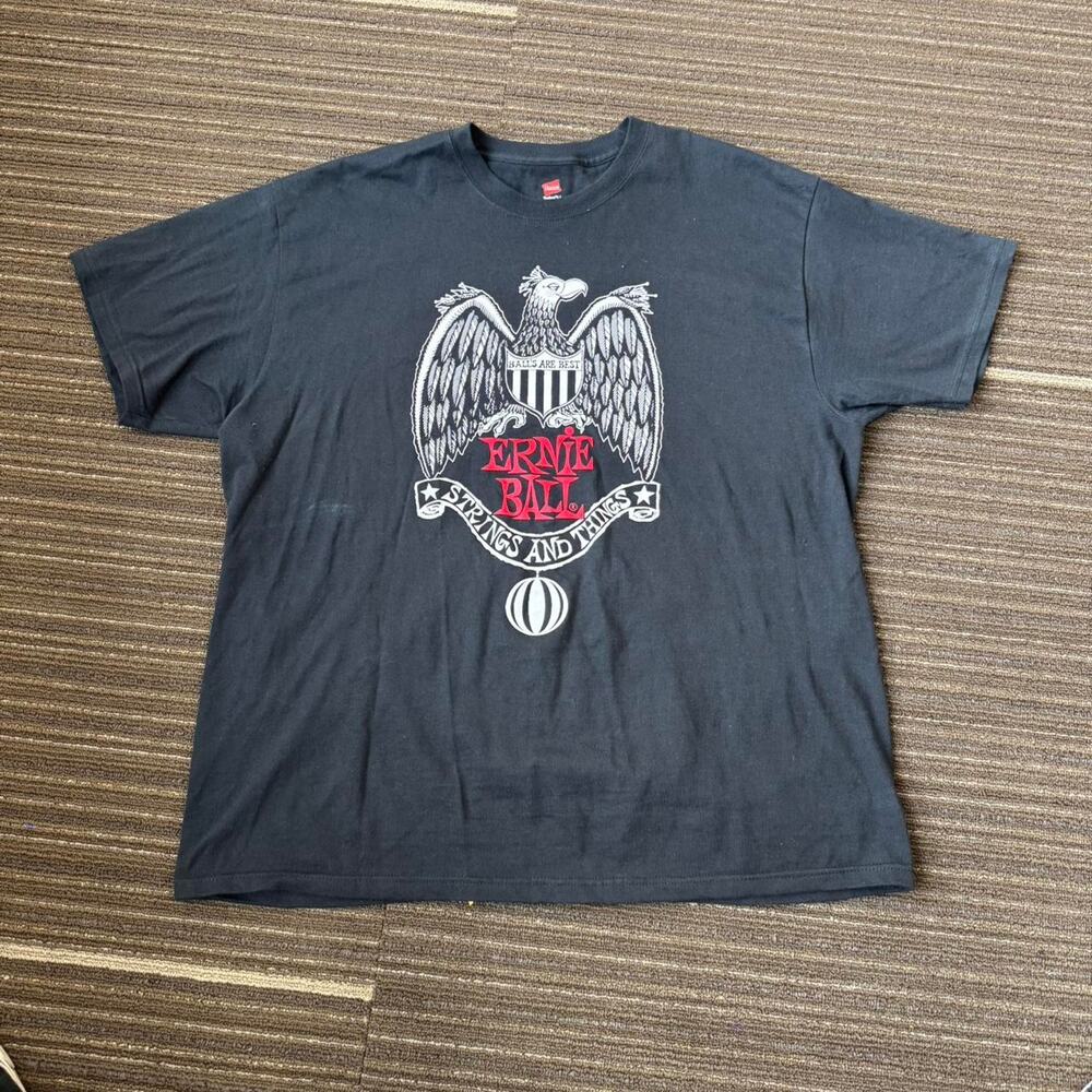 Black vintage Ernie Ball guitar strings and things graphic Tshirt